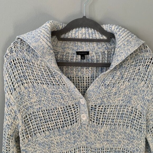 Talbots wide knit pullover collared long‎ sleeve cotton sweater - XS - Picture 4 of 10
